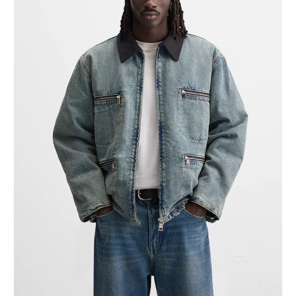 zara contrast denim jacket